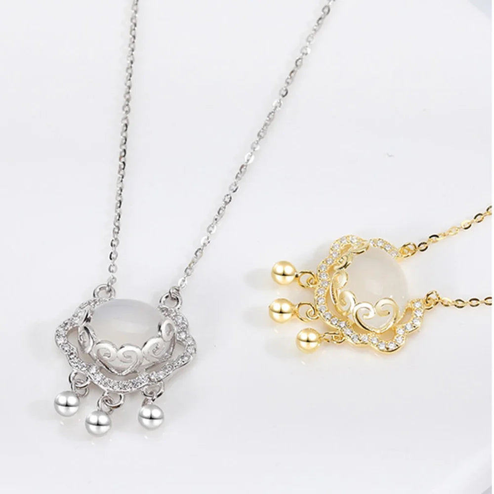 Fashion Brass Alloy Chinese Longevity Lock Pendant Necklace Women Prayer Necklaces Jewelry