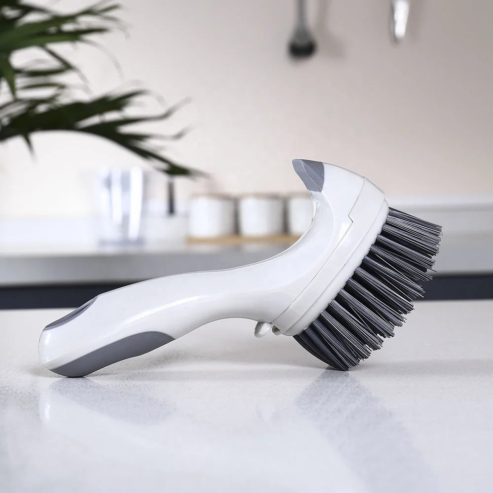 Kitchen Short Handle Washing Bowl Pot Cleaning Brush Replaceable Head Dirt Tile Dish Brush