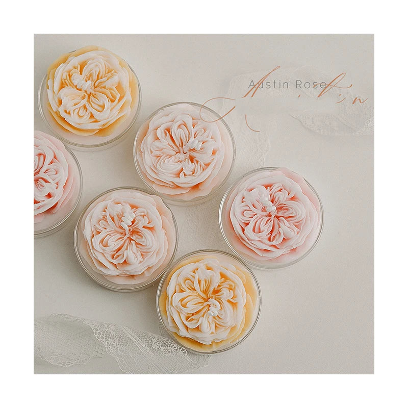 Romantic Holiday Gift Austin Rose Scented Candle Scene Layout Flower Soy Wax Candle