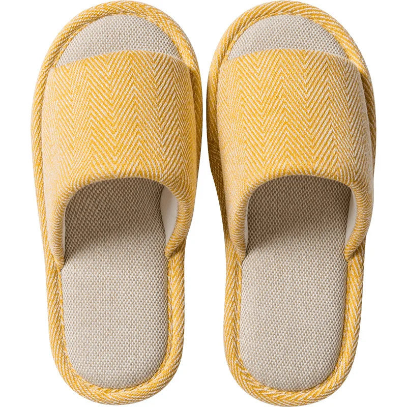 Fashion Four Seasons Couple Open Toe slippers Cotton and Linen Household Anti-skid Soft Bottom slippers Wholesales