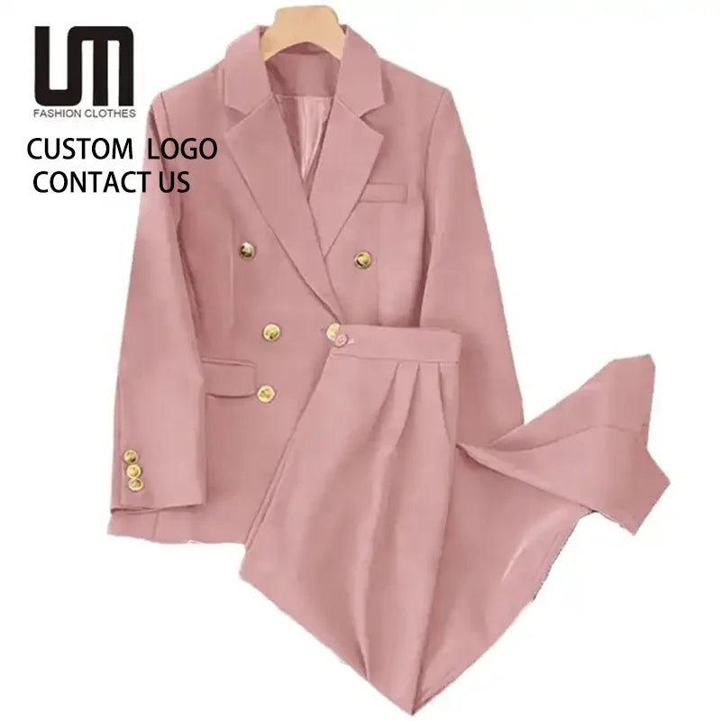 Liu Ming Oem Odm Fashion Wholesale Spring Autumn Women High End Blazer 2 Piece Pants Set