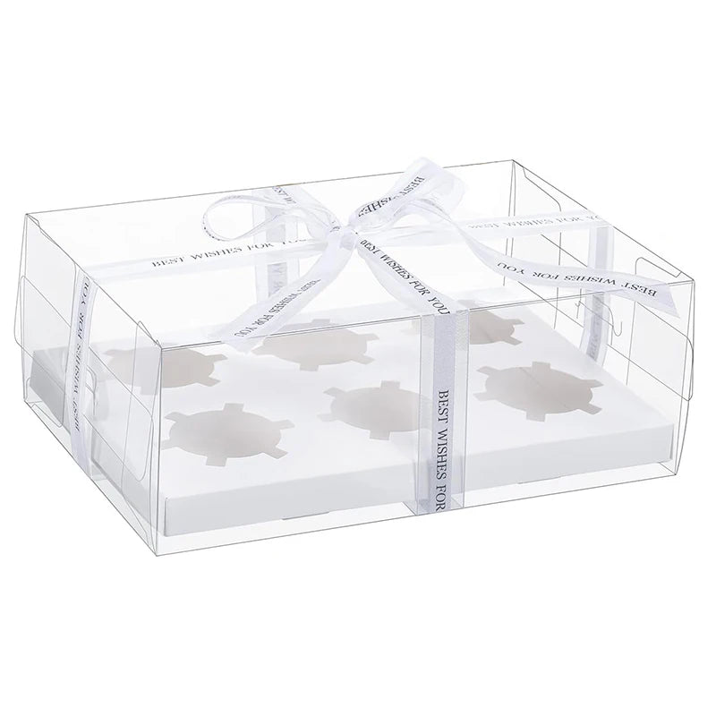 Custom Printed Embossed Waterproof High-End Transparent Plastic Cupcake Boxes with Sponge Lining for Dessert Gift Packaging