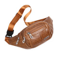 Vintage PU Leather Sports Fanny Pack Waist Bag for Women and Men Travel Running Belt Bags Waterproof Lightweight Waist Bags