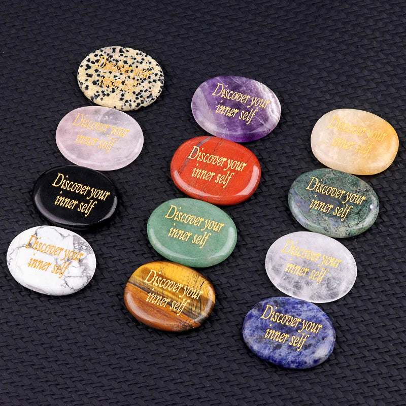 Wholesale Feng Shui Natural Decoration Stones Engraved Lettering Encouraging Stone Crystal Gemstones Collections