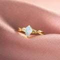 Handmade Gold Plating 925 Sterling Silver Natural Aquamarine Promise Rings Jewelry Women Engagement Ring