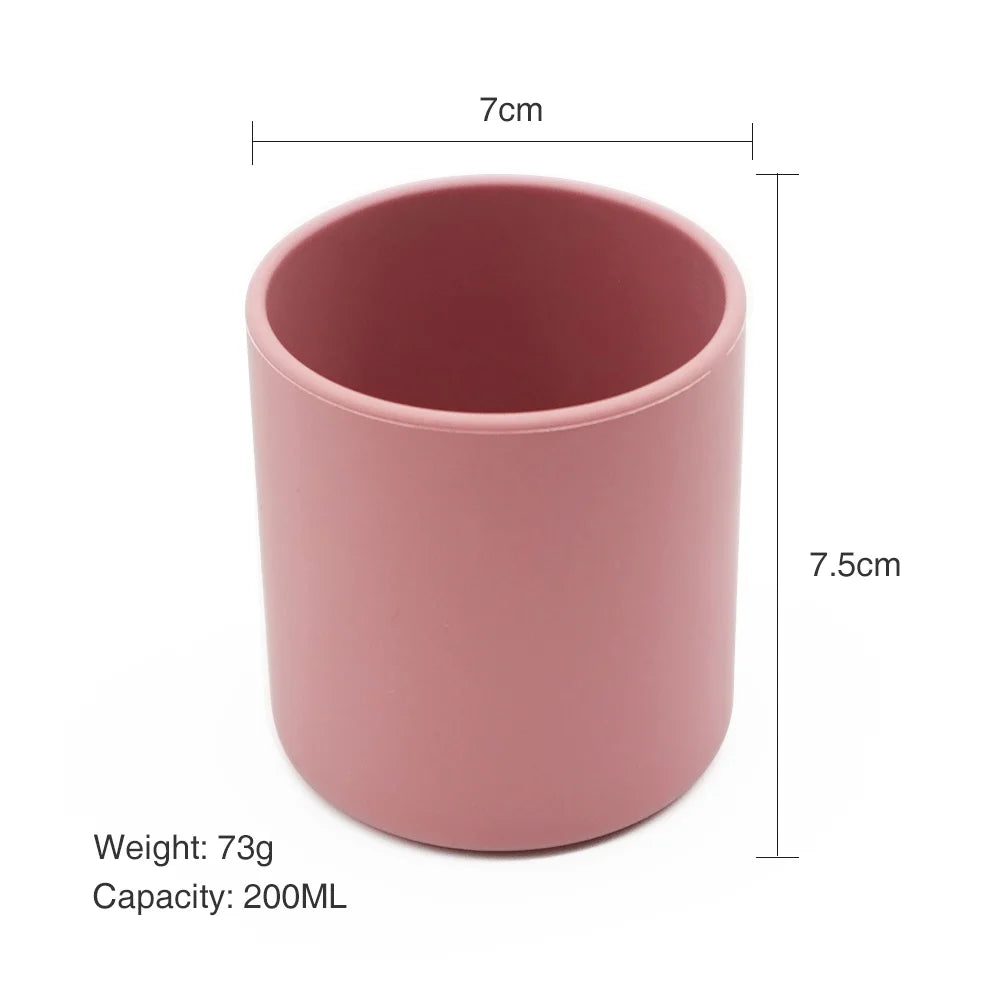 Wholesale Custom Logo Reusable Silicone Baby Drinking Cup with Lid and Straws Eco-Friendly 200ml Cute Design