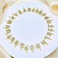 Zircon Pave Bubble Initial Charm Gold English Alphabets Pendant A-Z Letters Charms Chunky Letter Necklace