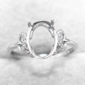 Sterling Silver 8*11mm Semi Mount Ring Empty Frame Blank Support Setting S925 Base Holder Without Center Stone for DIY Inlay