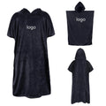Wholesale Quick Dry Black Color Microfiber Adult Hooded Changing Robe Beach Surf Poncho Towel for Men and Women  Beach Towel