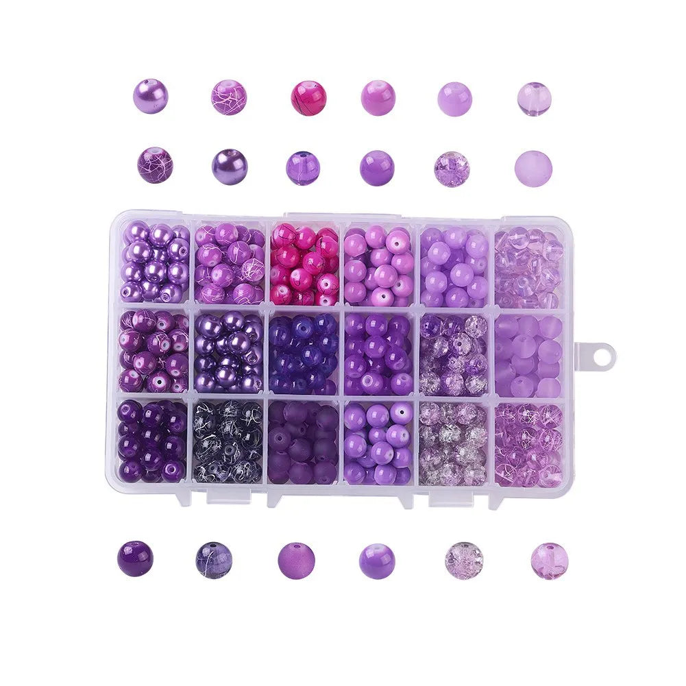 Purple Glass Beads Round Bracelet Spacers Loose Crystal Beads Bulk for Bracelet Earring Jewelry Making Christmas Tree Ornament