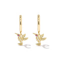 New Design Sterling Silver Luxury Zirconia Gold Plated Animal Shape Ladies Earrings for Wedding Gift Party