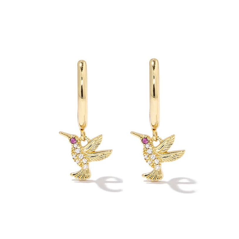 New Design Sterling Silver Luxury Zirconia Gold Plated Animal Shape Ladies Earrings for Wedding Gift Party