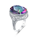Vintage Style 925 Sterling Silver Cocktail Ring Woman Mother's Day Christmas Friendship Gift Colored Topaz Gemstone Ring