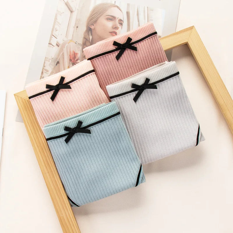 Factory Made Cheap Price Pure Cotton Bow Underwear Girl Lady Ladies Panties Teen Panties Teenage Women