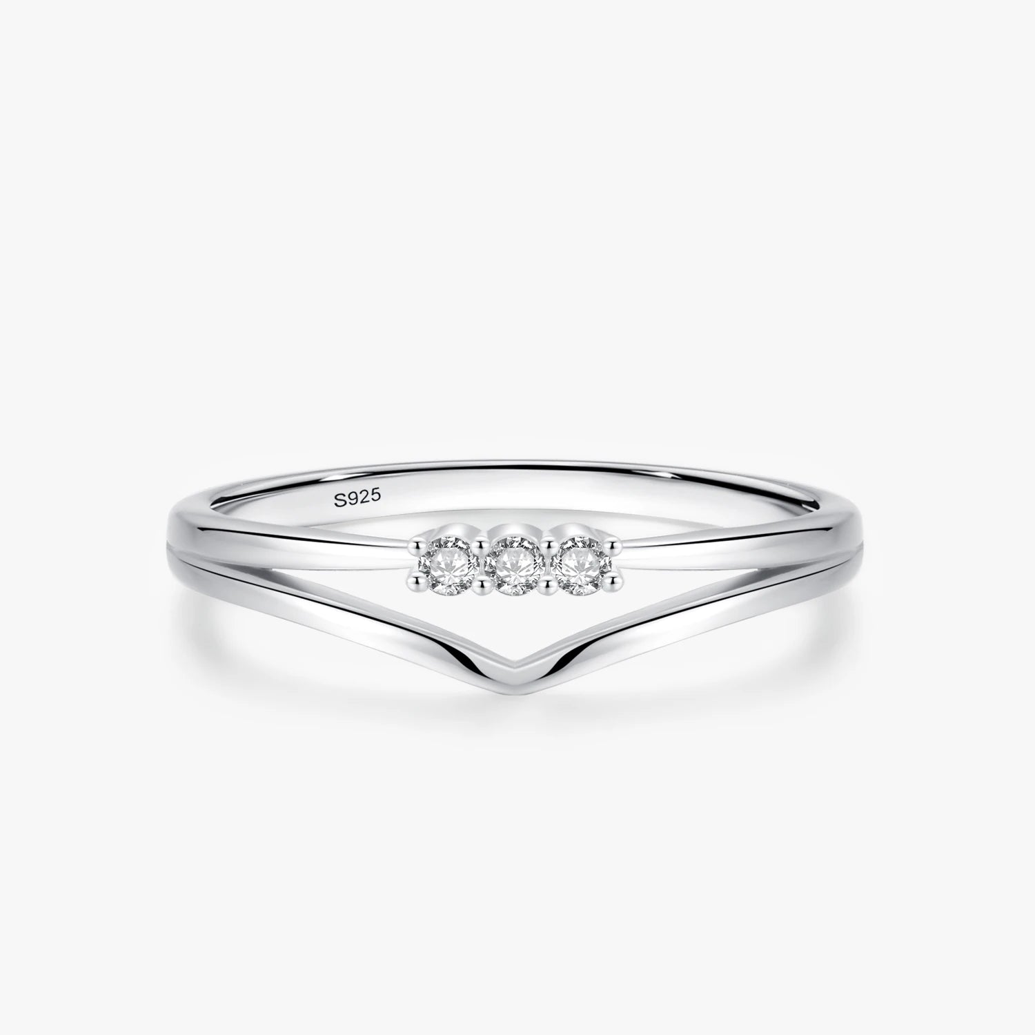 Ailmay 925 Sterling Silver Fashion Elegant Clear CZ Stackable Finger Rings for Women & Girls Wedding Statement Fine Jewelry Gift