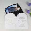 Blind Pressed Arch Shape Invitation Set Velvet Book Wedding Card Invite With Lined Envelope