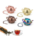 Kitchen Business Office Stainless Steel Tea Pot Strainers Mesh Filters Tea Strainer Dish Plate Base Tea Infuser with Chains
