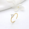 Fashionable Design 14K Gold Plated Zircon Heart Shaped Ppen Adjustable Ring Simple Ring Jewelry