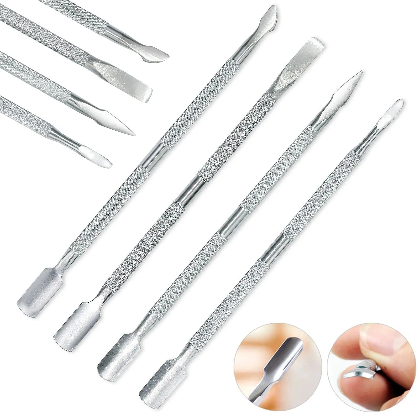 4pcs/set Nail Care Tool Cuticle Trimmer Stainless Steel Dead Skin Pusher Polish Tool for Remover Manicure Pedicure Tools