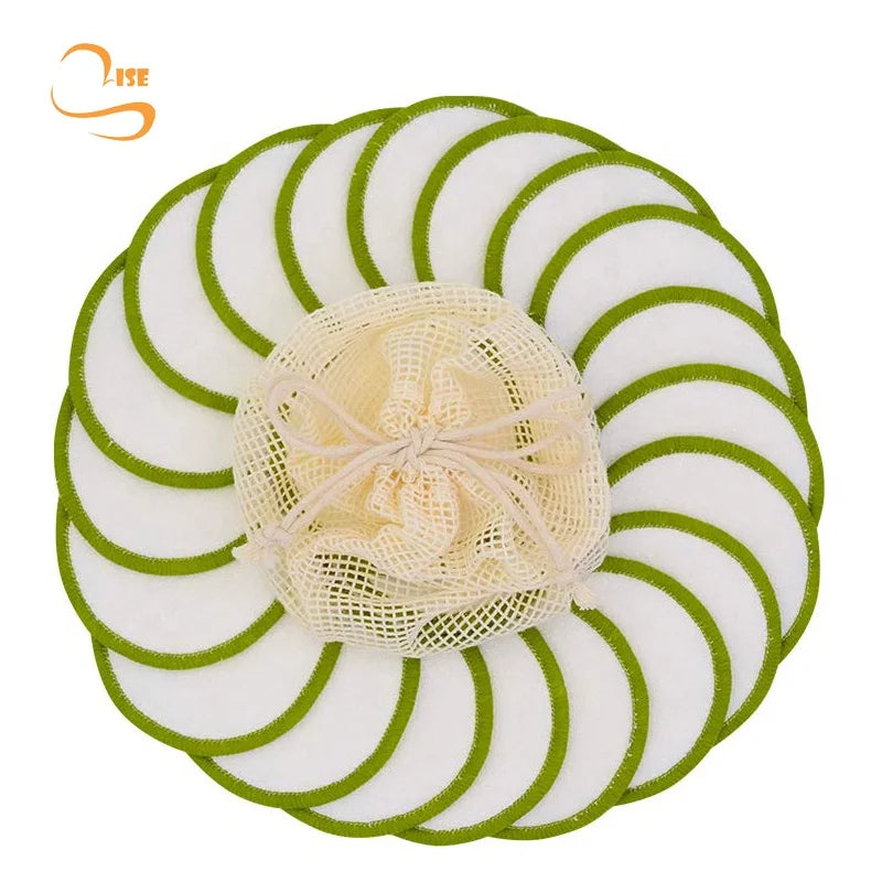 Eco-friendly 3.15" Round Reusable Bamboo Terry Face Cleansing Pads Organic Laundry Bag Soft Bamboo Round Face Makeup Pads