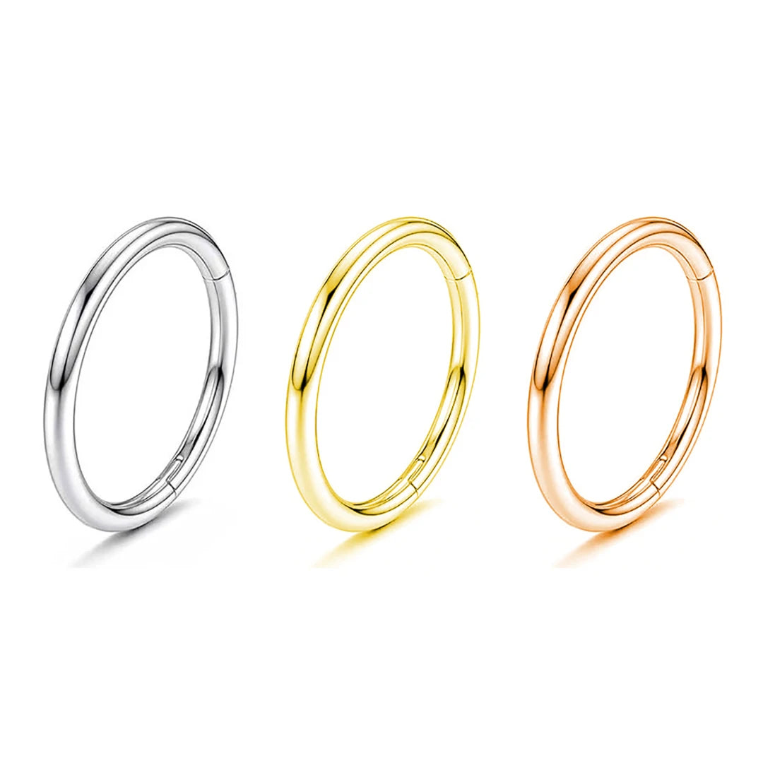 Titanium Basic Hinged Piercing Tools Jewelry Clicker Hoop Rings Gold ASTM F136 20G 18G 16G 14 Gauge CLASSIC Engagement Ring VA01