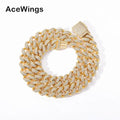BC029 15mm 16" 18" 20" 22" 24'  Iced Out Bling Bling Brass Cuban Link Chain Hip Hop Micro Pave Chain Necklace Jewelry for Men