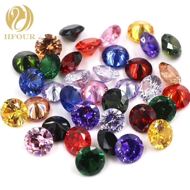 Multiple Size Round Shape Colored Zircon Rhinestones for Earrings & Rings MegaBDM
