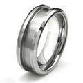 8mm Beveled Edges Recessed Center Grooved Tungsten Ring Blank for Inlay