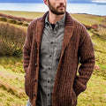 Caisi Wholesale Men's Wool Blended Shawl Collar Men Cardigan Sweater Button Down Coats Knitwear With Pockets