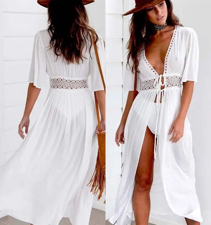 New Women Summer Lace Crochet Bikini Cover up Swimwear Bathing Suit Beach Dress Tops