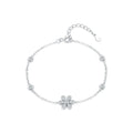 Delicate Flower Chain Bracelet 925 Sterling Silver Shiny CZ Daisy Wrist Bracelet for Women Birthday Jewelry Gift