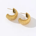 Simple Design High Polished Minimalist 18K Gold Plated Stainless Steel Geometric U Shape Hoop Huggie Earrings for Women