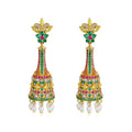 Indian Bollywood 18K Genuine Gold Plated Brass Jhumki Earrings AAA Zircon Dangle Drop Jewelry for Wedding Bridal