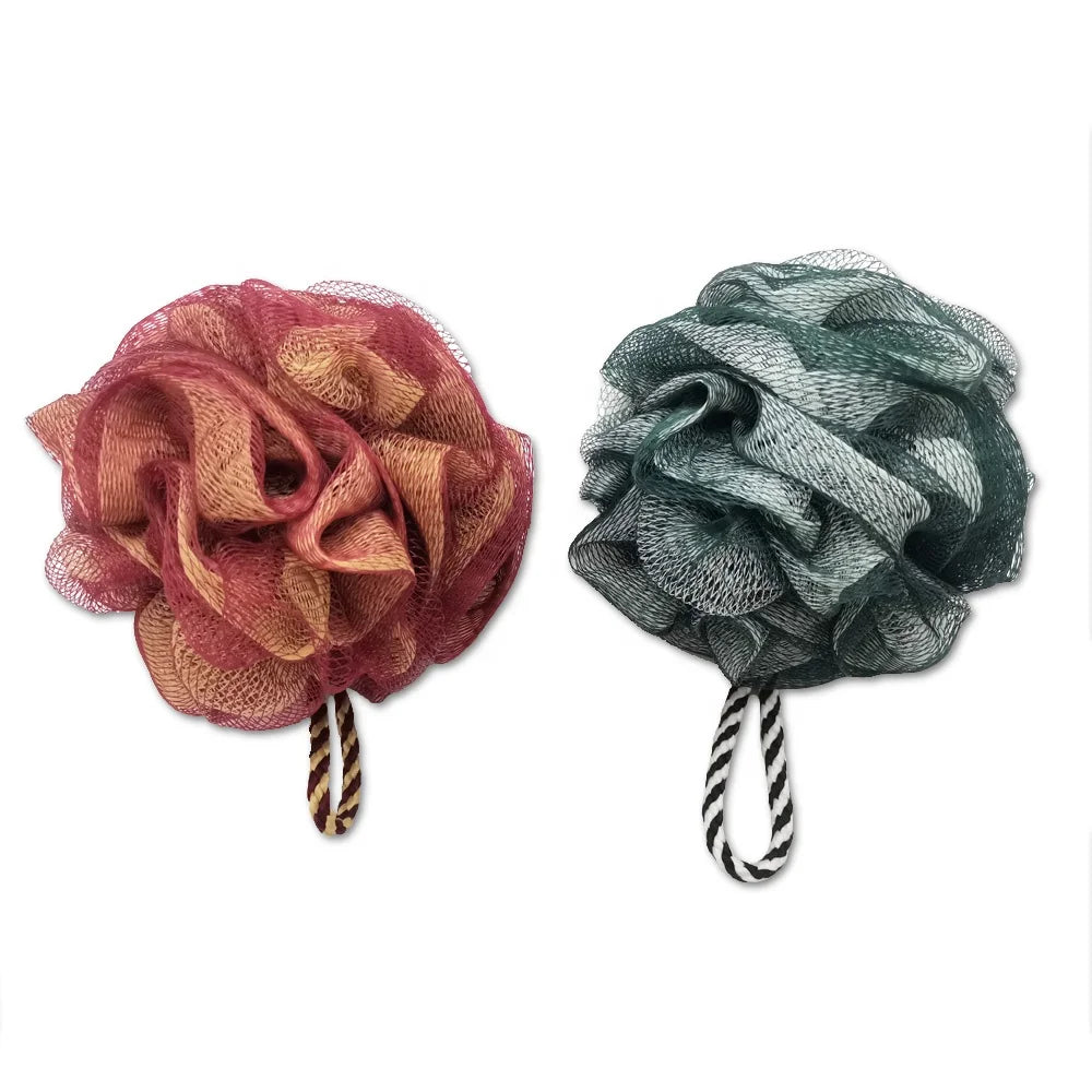 Customized Body Bathing Ball 30G~80G Super Soft Exfoliating Double Color Shower Net Puff Loofah Sponge