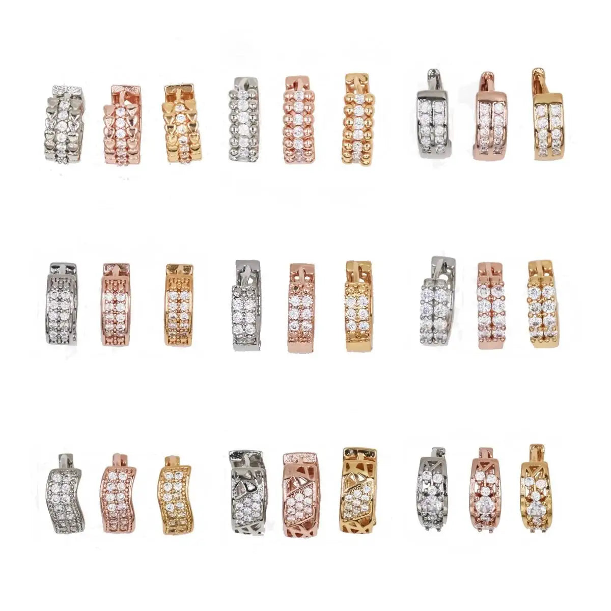 Fashion Waterproof Jewelry Gift Hoop Diamond Brass Copper Earrings Zircon Gold Plated Earring Huggie Women Jewelry Hop Earrings