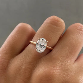 Classic Design Hand-made Solitaire Style 14k Solid Gold 3CT 8x10mm Oval Moissanite Stone Ring for Wedding