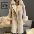 2022 Professional Manufacturer New Style Wool Sheep Sheared Fur Shearing Coat Lamb Fur Coat With Fox Fur Collar