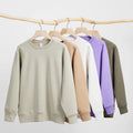 SHINBEN 400GSM Heavyweight Silver Velvet Round Neck Plus Velvet Sweatshirt Winter Basic Warm Top