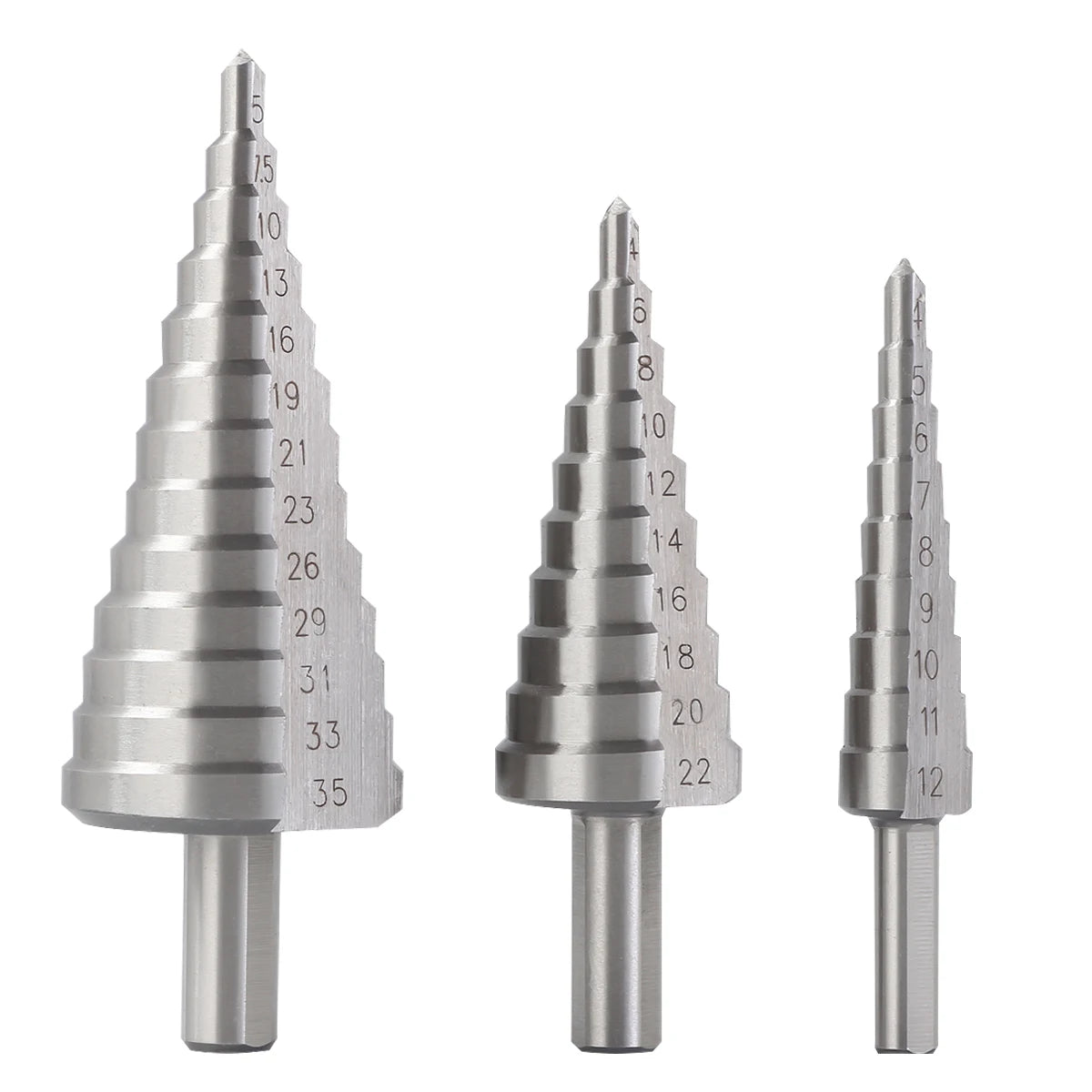 KSEIBI HSS Step Drill Metal Drill Bits. 4 MM-12 MM / 9 STEPS HSS Chrome Finish