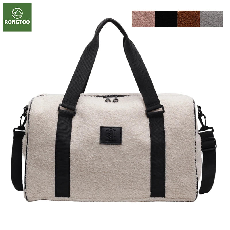 2024 Fashion Large Capacity Tote Towel Bag Soft and Comfortable Fluffy Plush Fabric with Zipper Closure Travel Bag Carry on Bags