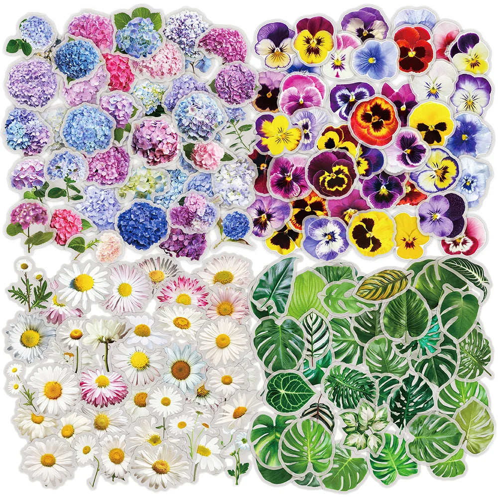 40pcs Retro Floral Decorative Transparent Stickers Waterproof Scrapbook Notebook DIY for Promotional Gifts