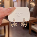 Rinhoo New Elegant Flower Pearl Earrings Hanging Cute Korean Fashion Jewelry Modern Cross Earrings for Woman Girls Accessories