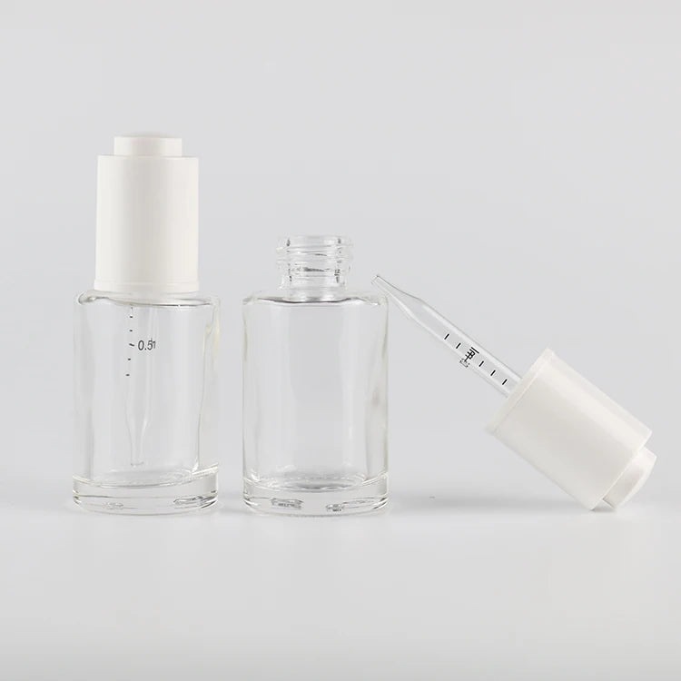 Wholesale Calibrated Glass Dropper Bottle Essential Oil/Serum 30ml Capacity Screen Printing Clear Customized Color Free