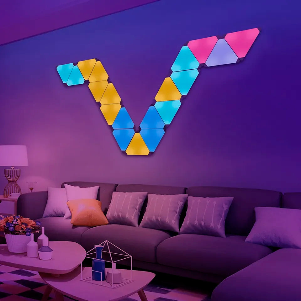 Modern DIY RGB Triangle Wall Lamps Smart LED Light with Remote Control White Shade From E-commerce Supplier