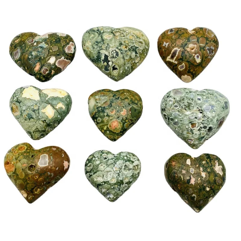 Wholesale Natural Healing Rainforest jasper Polar Jade Crystal Heart Gift