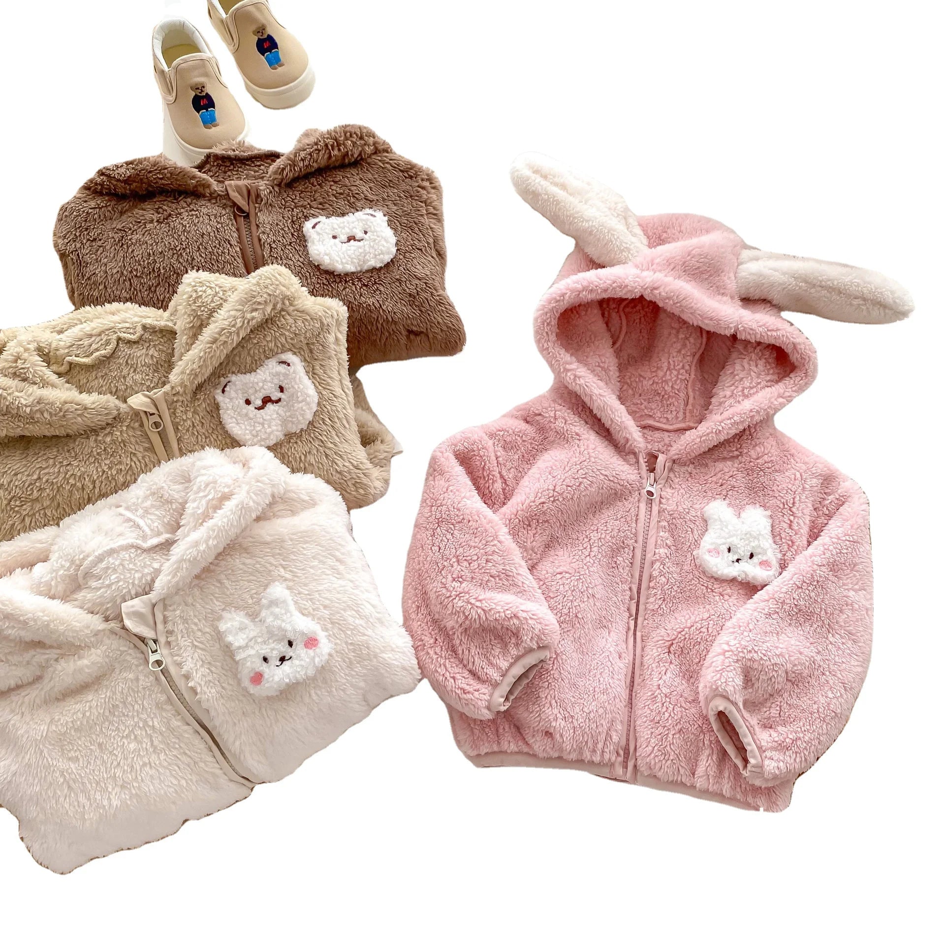 Winter Warm Newborn Baby and Girls Boys Lovely Cartoon Show Full Fleece Zip Puff Jacket Kids Track Coat Child Outfit Tops 0-6Yrs