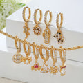 ZUOLA Gold Plated Hoop Earrings Geometric Pattern Diamond Jewelry Personalized Korean Style Fashionable Earrings