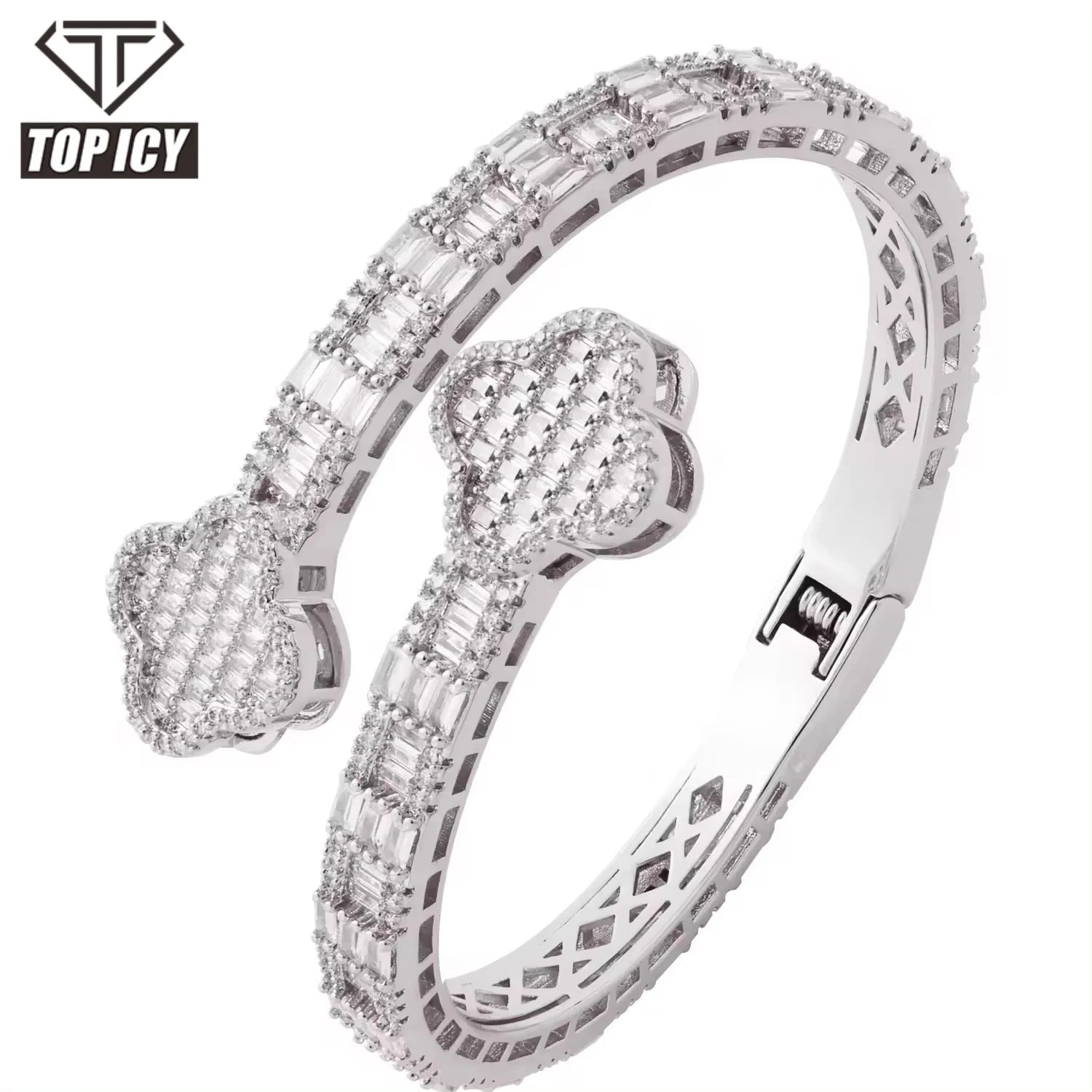 New Design Fashion Clover Jewelry Bracelets Bangles Hip Hop Women Men Bangles Sliver Gold Iced Out Jewelry