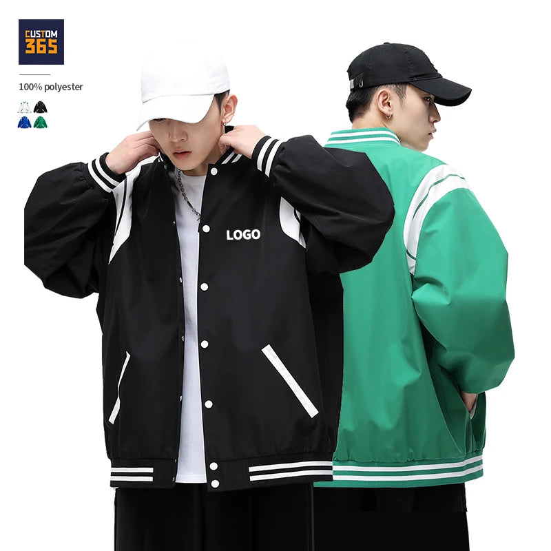 Casual Bomber Jacket Men 100% Polyester Baseball Secondary Color Men's Jackets Fashion
