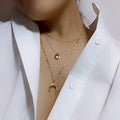 2022 Fashion Jewelry Multiply Layer Moon & Star Stainless Steel Gold Chain Necklace